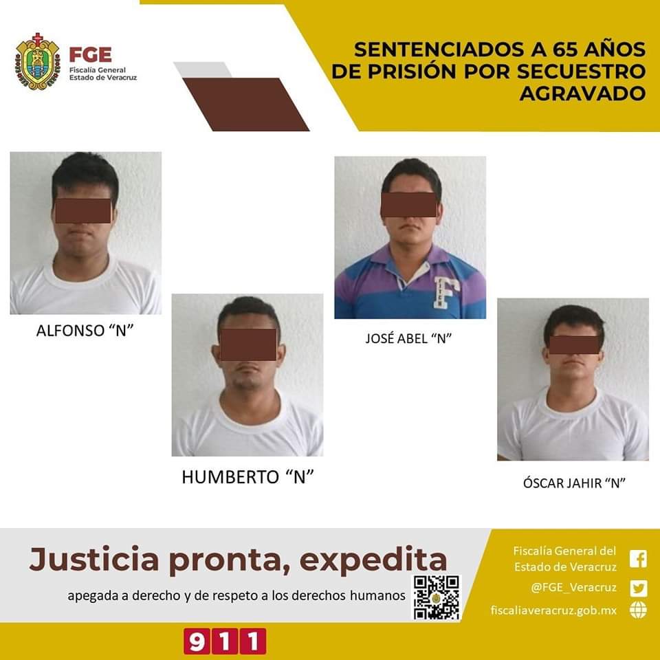 Imponen 65 años de cárcel a secuestradores de una persona en Cosoleacaque