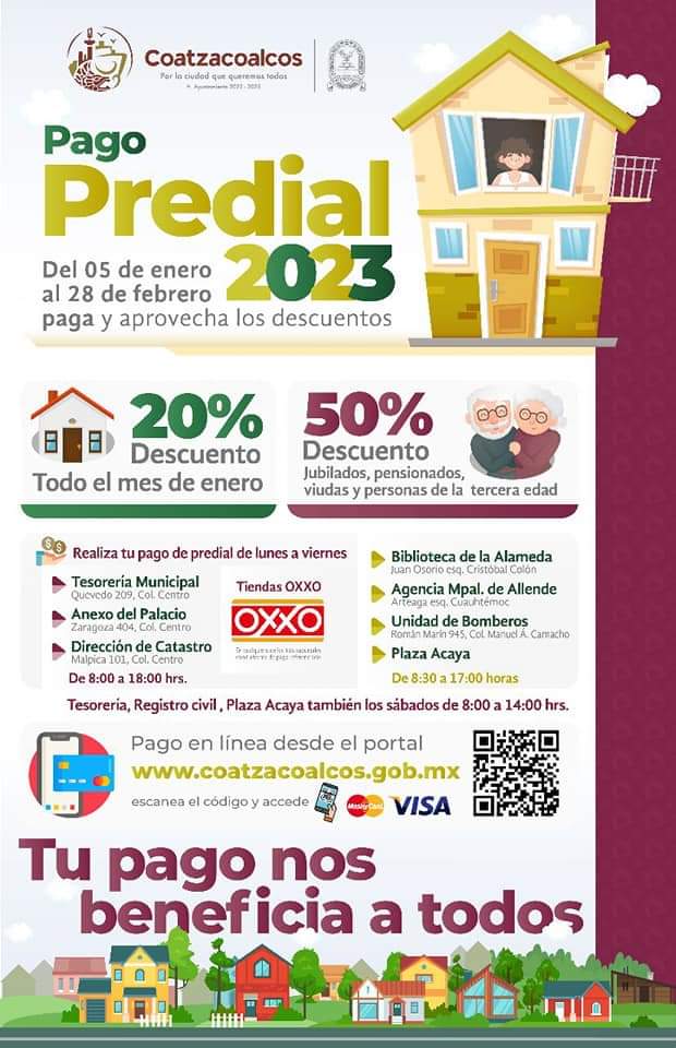 Inicia Ayuntamiento de Coatza cobro del predial 2023 este 5 de enero