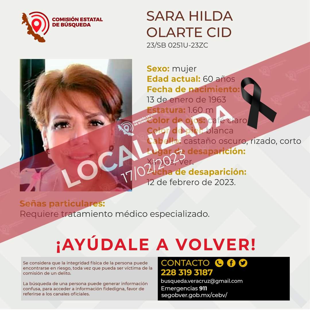 Hallan sin vida a Sara Hilda, desaparecida en Xalapa; hay 3 detenidos