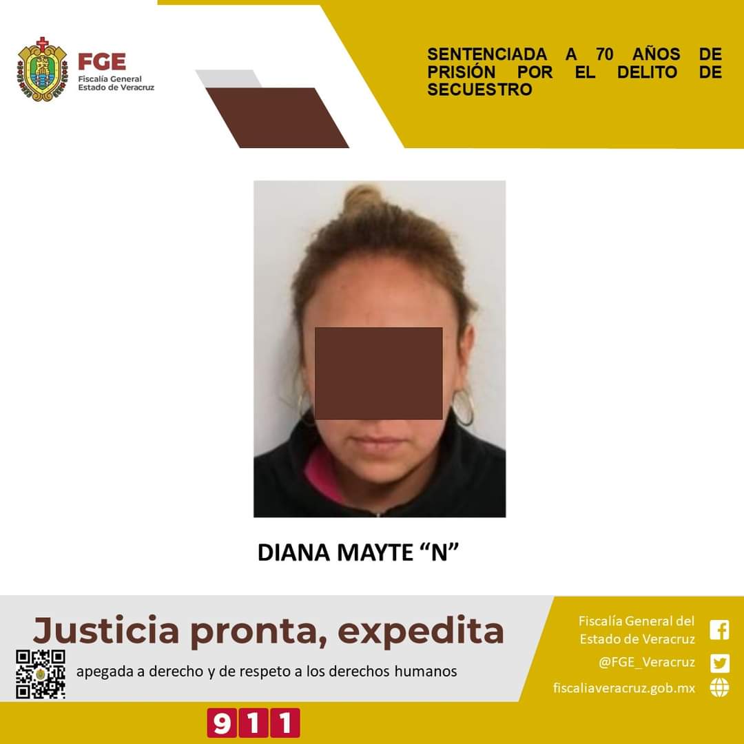 Mujer es sentenciada a 70 años de prisión por el delito de secuestro