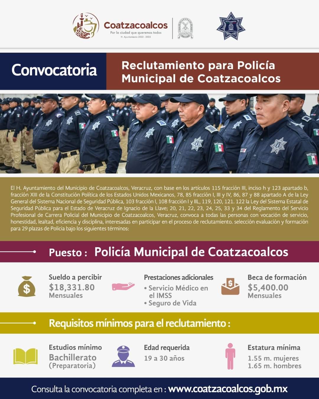 Hasta el 18 mil pesos mensuales pagan a Policía Municipal de Coatzacoalcos