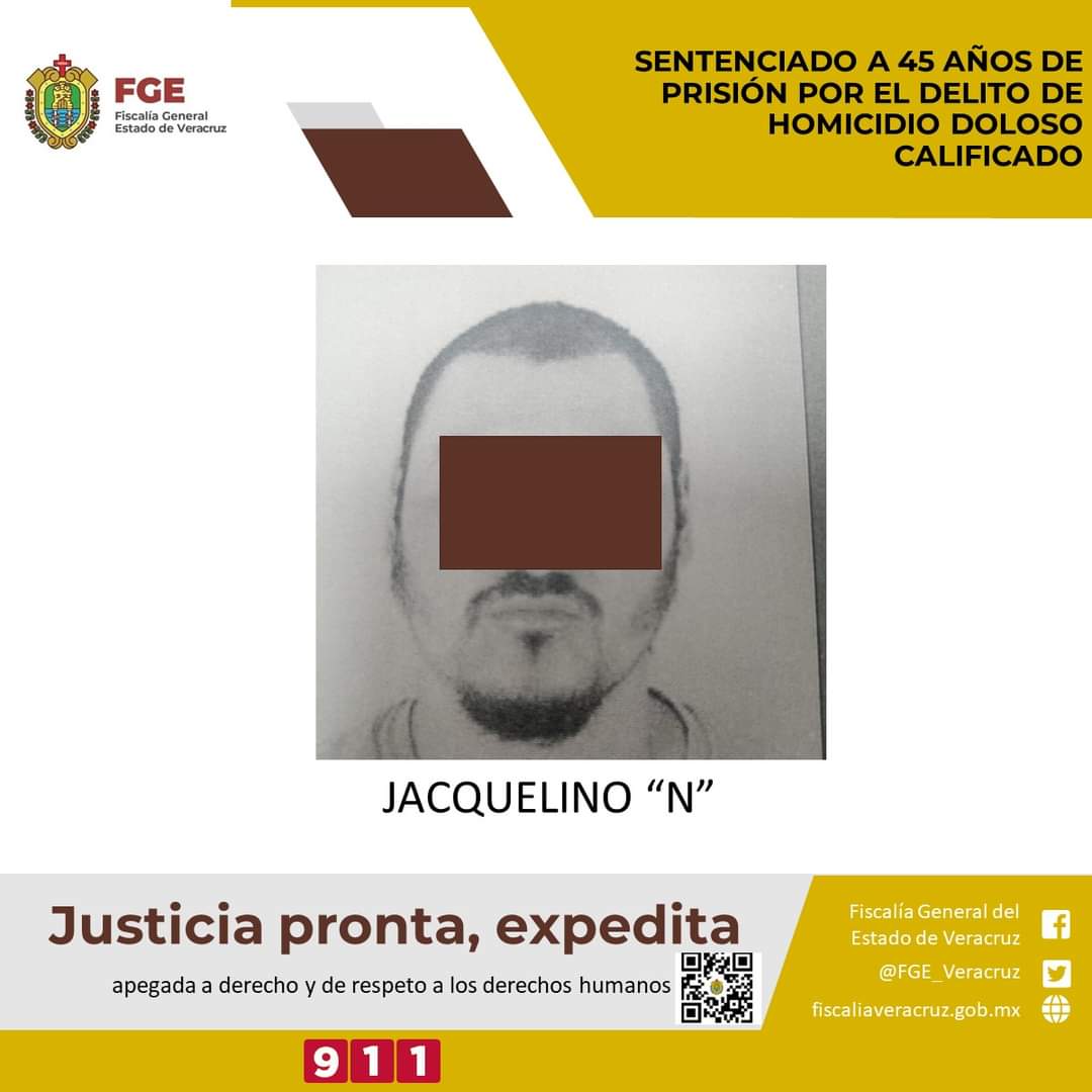 Sentenciado a 45 años de prisión por el delito de homicidio doloso calificado