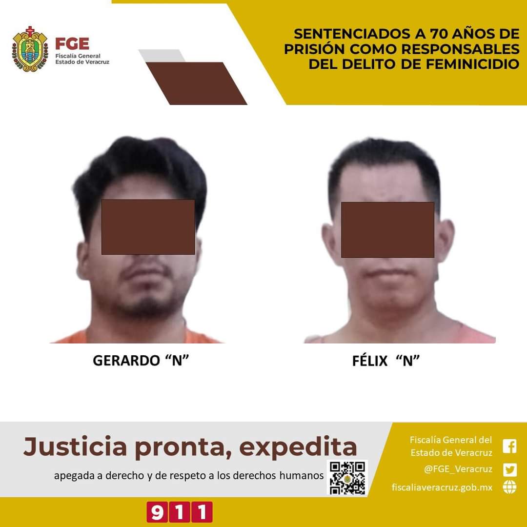 Sentenciados a 70 años de prisión como responsables del delito de feminicidio
