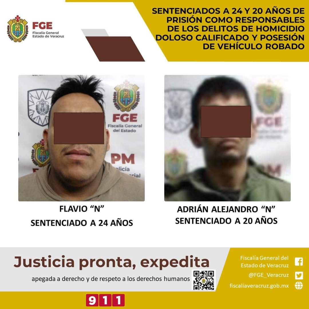 Sentenciados a 20 y 24 años de prisión como responsables de homicidio y posesión de vehículo robado