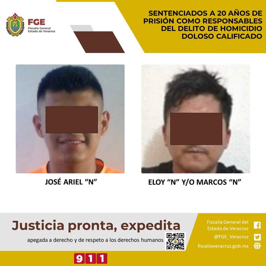 Sentenciados a 20 años de prisión por homicidio doloso calificado