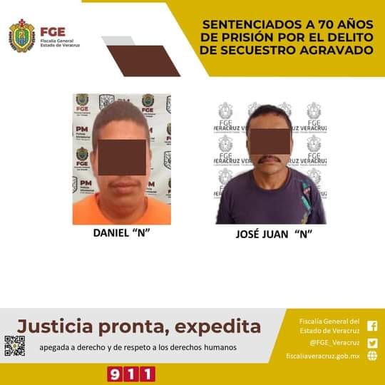 Sentenciados a 70 años de prisión por el delito de secuestro agravado