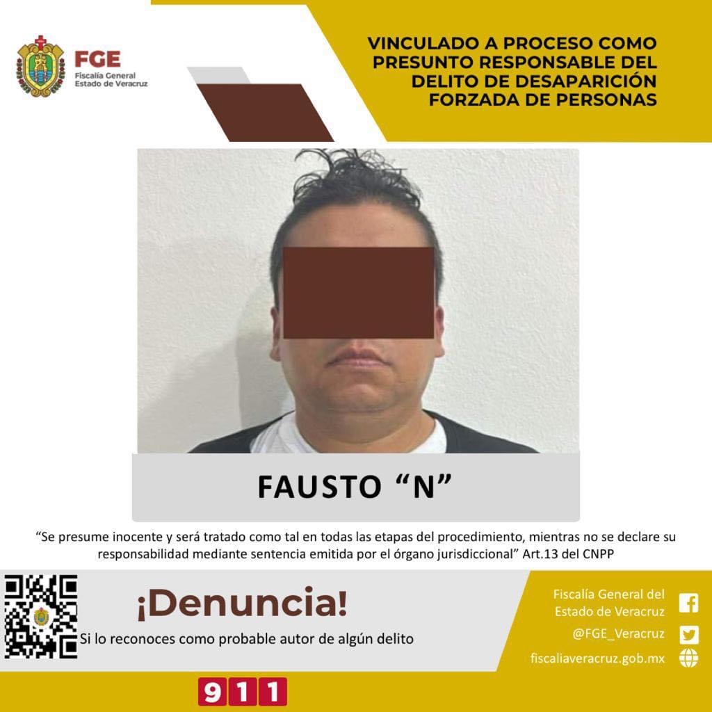 Vinculado a proceso Fausto “N” como presunto responsable del delito de desaparición forzada