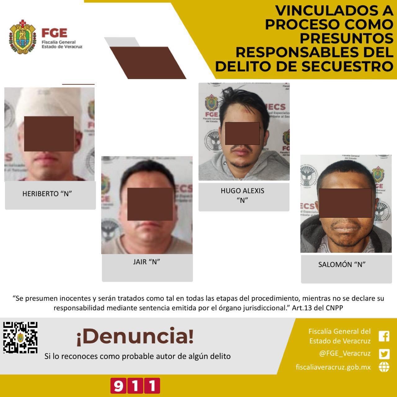 Vinculados a proceso como presuntos responsables del delito de secuestro