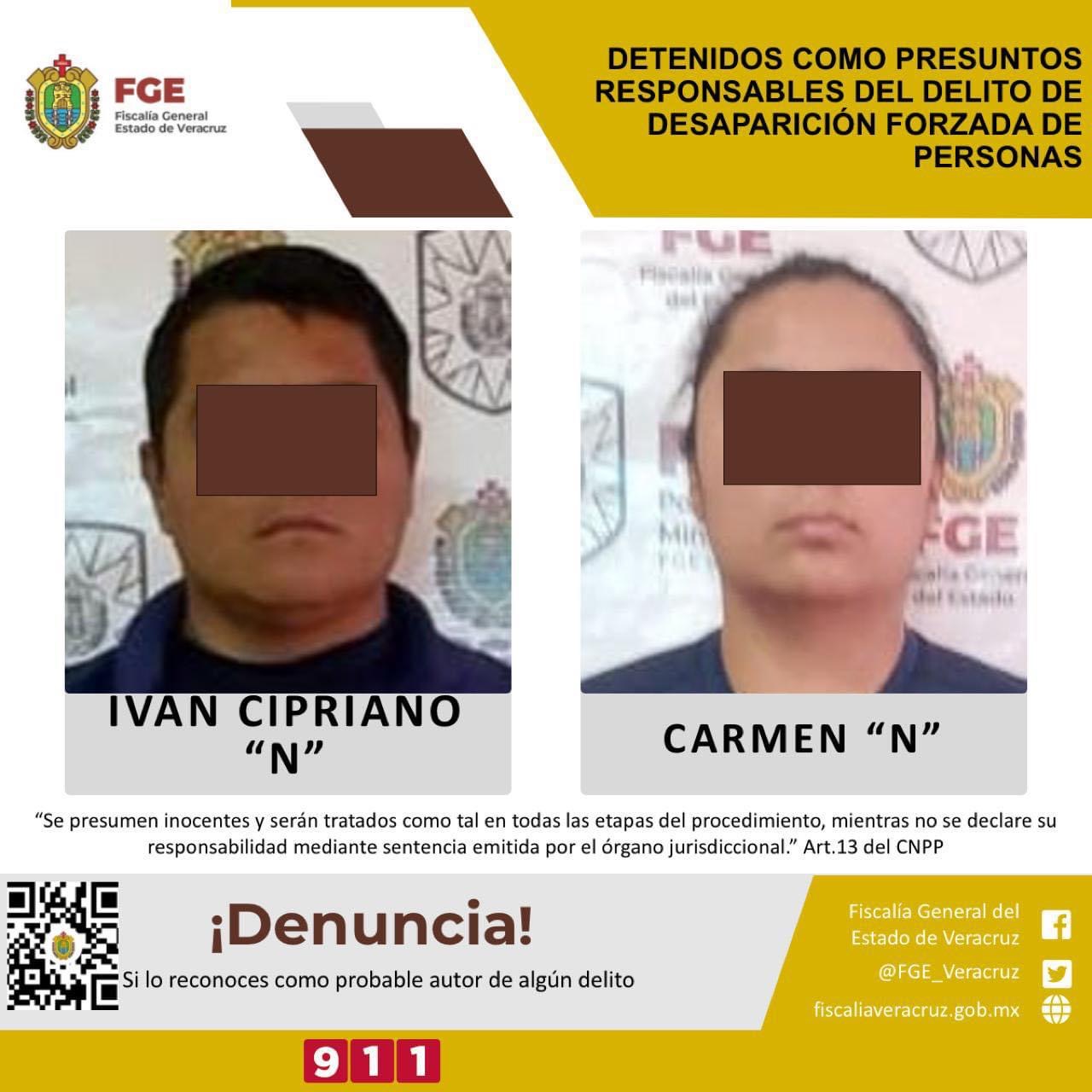 Detenidos como presuntos responsables del delito de desaparición forzada de personas