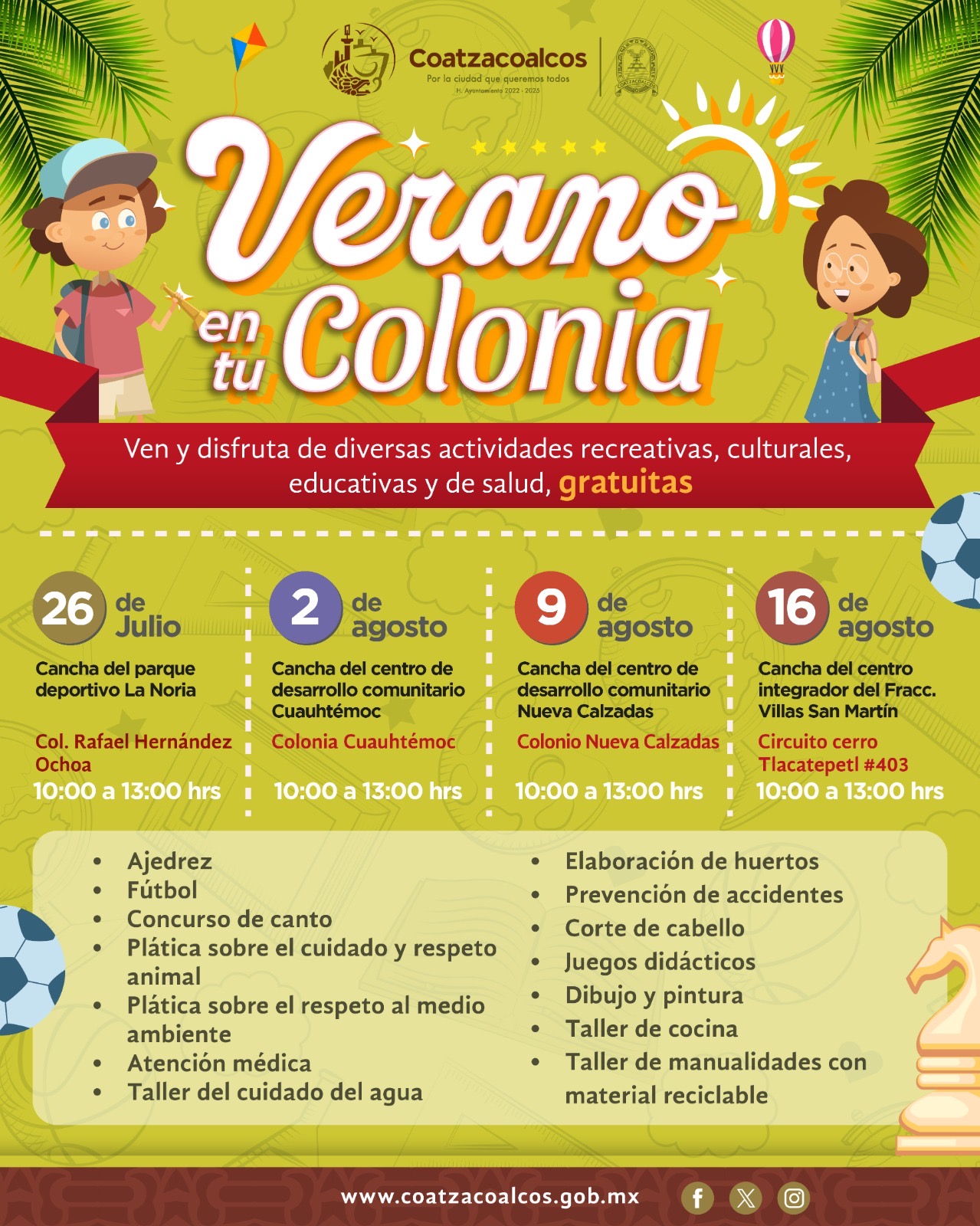 Realizarán en Coatzacoalcos programa “Verano en tu Colonia”