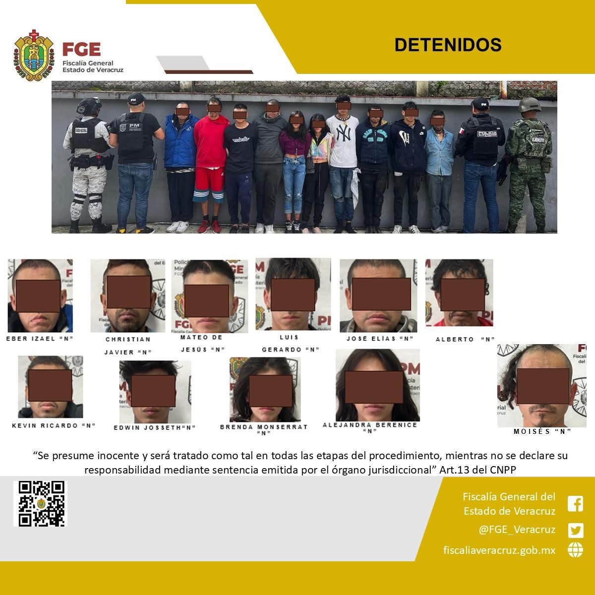 En operativo detienen a nueve con drogas y armas en Xalapa