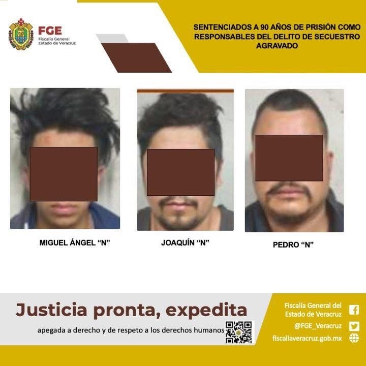 Sentenciados a 90 años de prisión, tres secuestradores de Naolinco