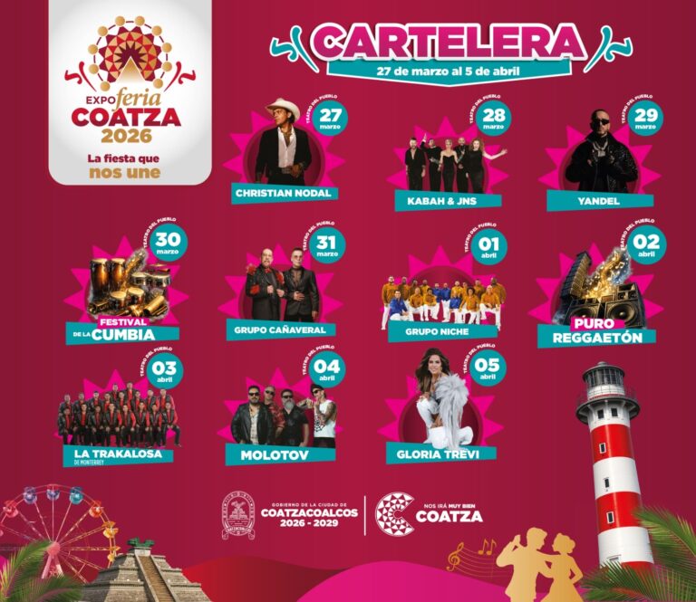 Música y diversión con Nodal, Yandel, Gloria Trevi y Molotov en la Expo Feria Coatza 2026