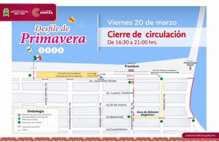 Informa DIF cierre a la circulación por malecón costero debido al Desfile Infantil de la Primavera 2026