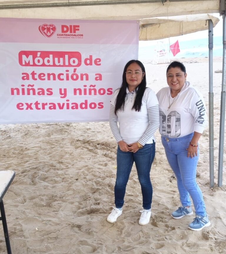 DIF Coatzacoalcos instala módulos para atención y resguardo de niñas y niños extraviados en playas y Expo Feria Coatza 2026