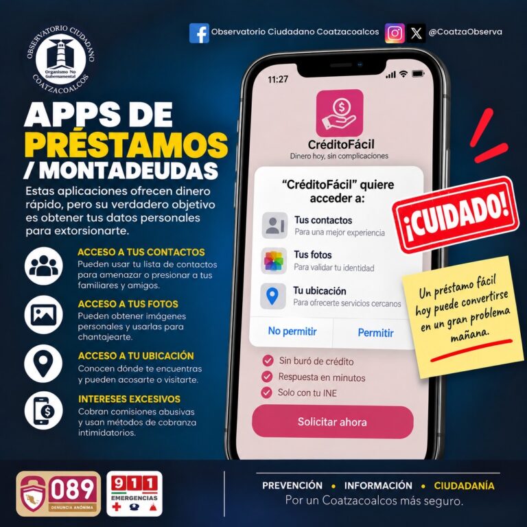 Crecen fraudes por aplicaciones “montadeudas” en Coatzacoalcos